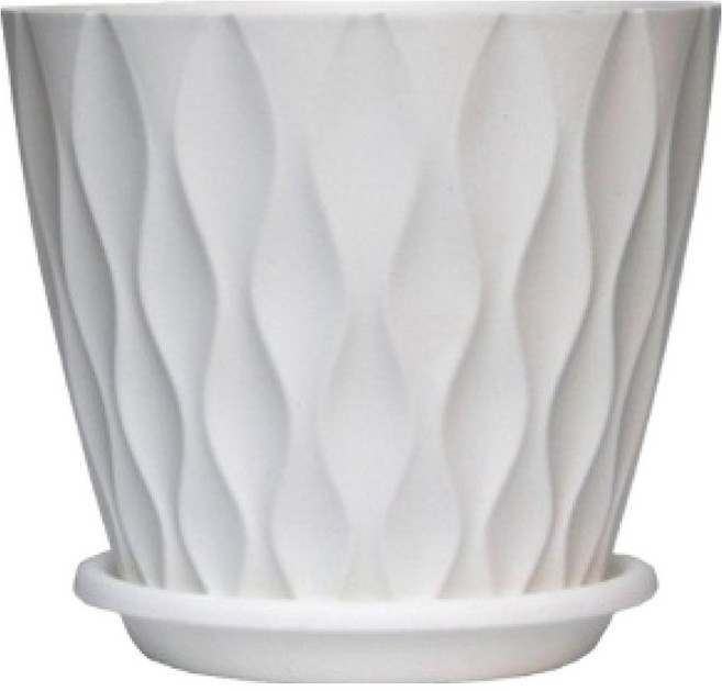 테이아 모던 다이아 플랜터 플라스틱 화분 + 받침 세트, 화이트, 1세트