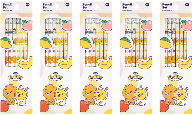 카카오프렌즈 리틀프렌즈 프루티 지우개 연필 2종 x 4p 세트 HB, 리틀라이언, 리틀무지, 5세트