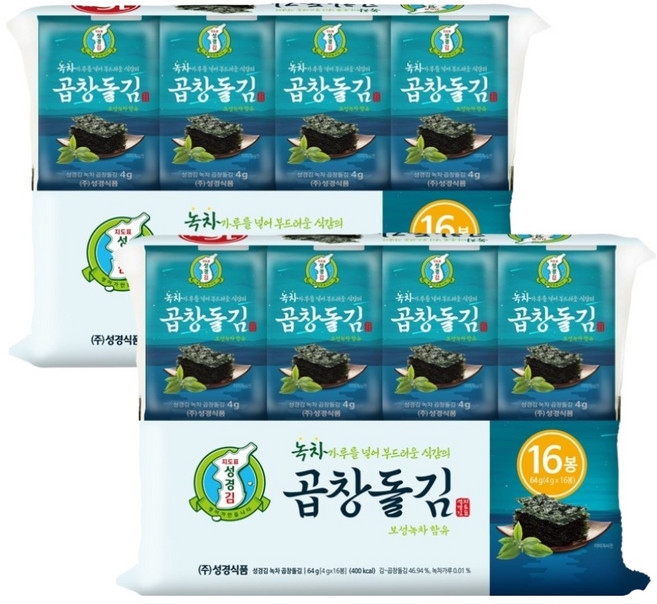 지도표성경 녹차 곱창돌김, 4g, 32개