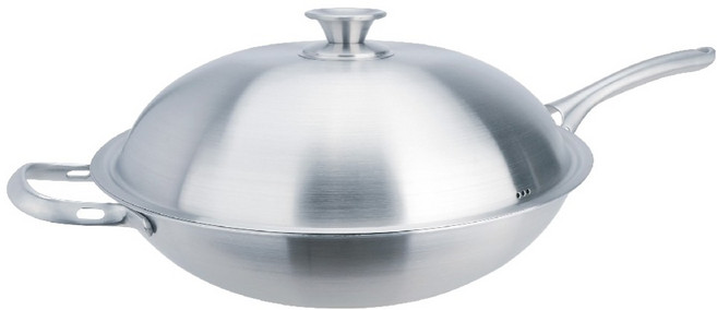 Hi CHEF 掌廚 316不鏽鋼長柄中華鍋 附蓋, 36cm, 1個