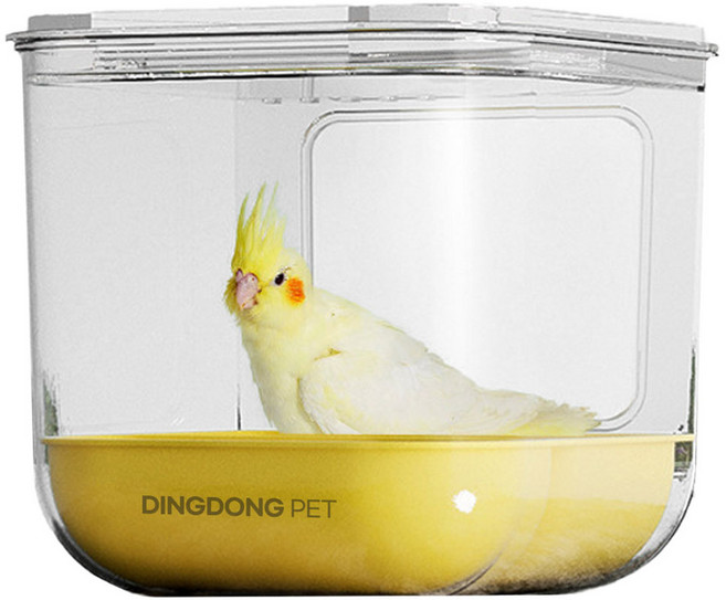 딩동펫 반려동물 앵무새 새장 목욕 모이통, 옐로우, 1개