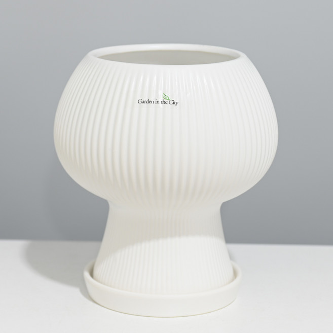 도시정원 모던 도자기 스트라이프 콤포트 받침세트, 1세트