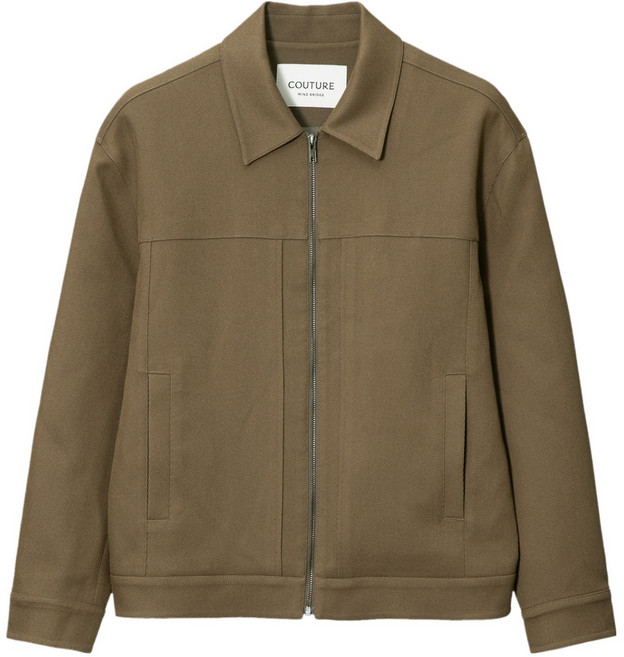 MIND BRIDGE 男士高級訂製斜紋拉鍊卡車夾克 MZJP6170