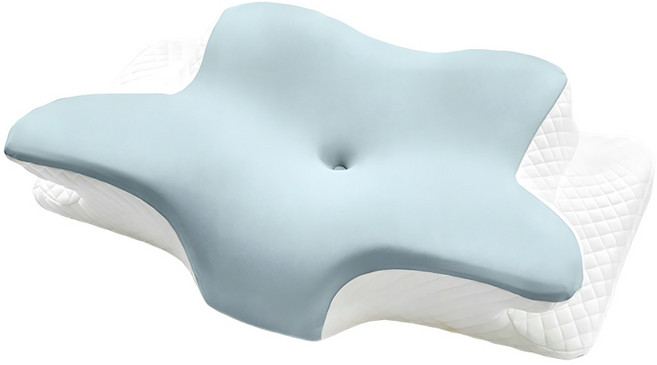 J-bedtime 床寢時光 護頸除鼾釋壓好眠蝶型記憶枕頭 Q9803-1, 1個, 涼感藍