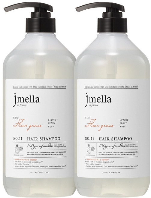 제이멜라 인 프랑스 플뢰르 그레이스 헤어 샴푸 리치 앤 피오니향, 1L, 2개