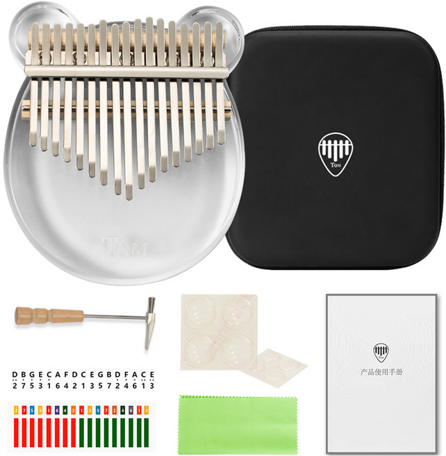 톰 플레이트 투명 아크릴 17음계 칼림바 TK-C2 BE, TK-C2-BE(곰돌이), 1세트