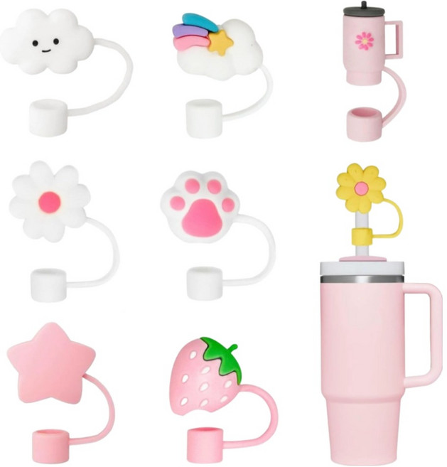 모나홈 텀블러전용 데일리 실리콘 빨대마개 10mm 8종 세트, 1세트