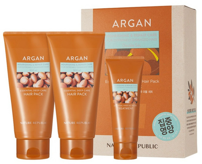 네이처리퍼블릭 아르간 에센셜 딥케어 헤어팩 더블세트, 1세트