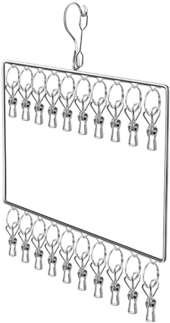 정상아이앤 대량 수납 모자 집게 걸이 20P, 실버, 1개