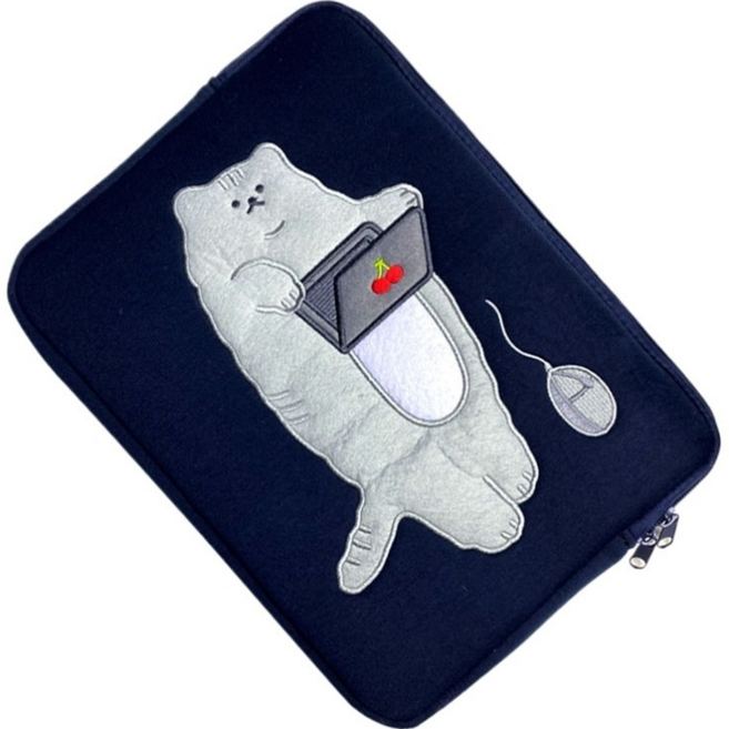 CASHCOO 실용적인 노트북 파우치 파우치, 네이비고양이C, 1개