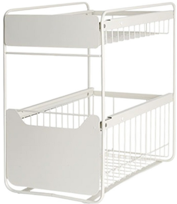 히키스 2단 슬라이딩 선반 스탠다드형, 화이트, 1개