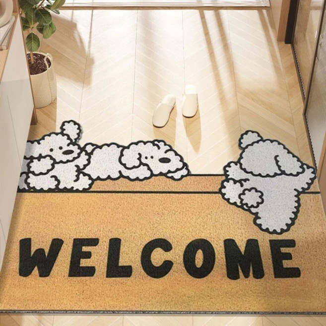 AFAMIC 艾法 萌寵WELCOME迎賓歡迎光臨刮泥玄關腳踏墊/絲圈印花地墊, 來玩耍, 1個