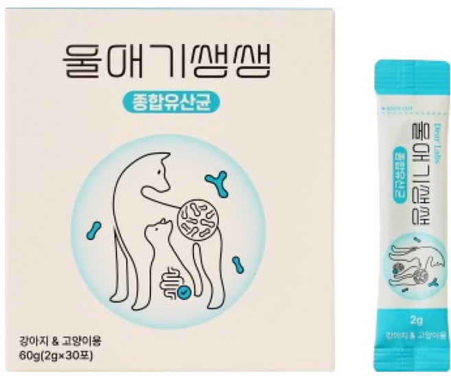 디어랩스 반려동물 울애기쌩쌩 프로바이오틱스 종합영양제, 1개, 장건강/유산균, 60g