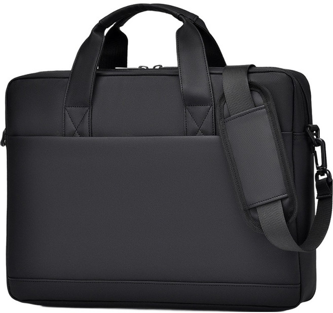 ANTIAN Macbook 大容量單肩斜挎手提筆電包 商務防摔電腦包 可套行李箱 公事包 16吋, 1個, 夜幕黑