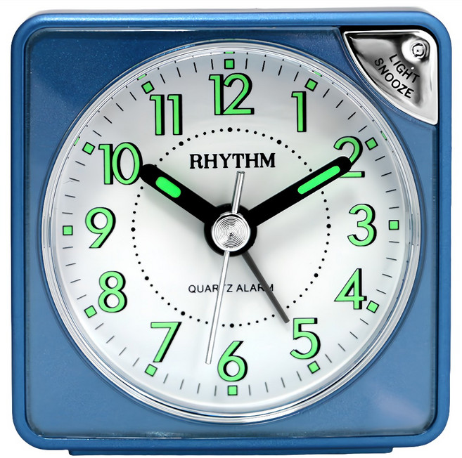 RHYTHM 日本麗聲時計 方塊夜燈鬧鐘, 爵士藍