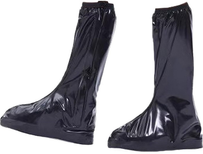 小麥購物 高筒隱藏式拉鍊全方位防雨鞋套 L4424, 黑色