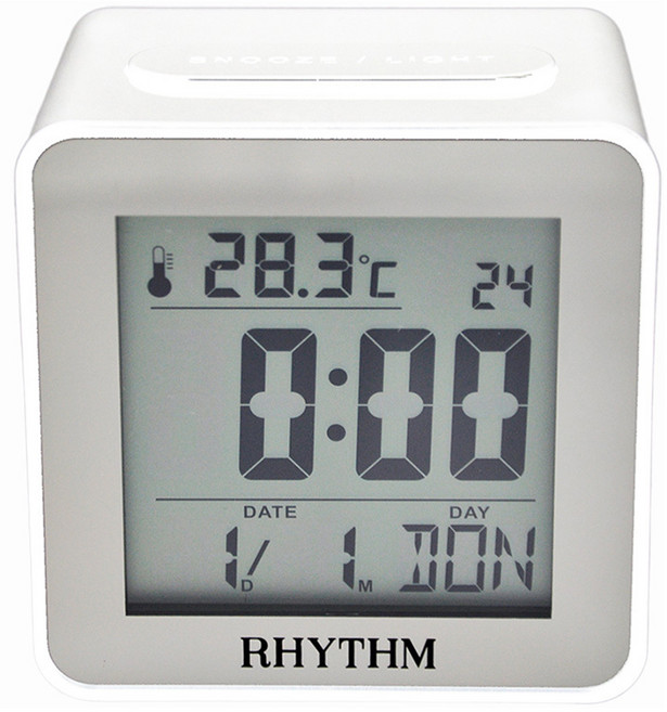 RHYTHM 日本麗聲時計 多功能夜燈鬧鐘, 白色