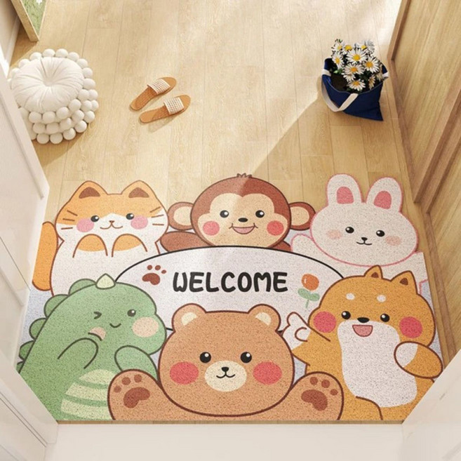 AFAMIC 艾法 萌寵WELCOME迎賓歡迎光臨刮泥玄關腳踏墊/絲圈印花地墊, 萌之家, 1個