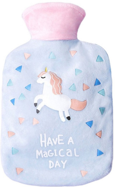 絨毛熱水袋 藍色獨角獸 26.5 x 16.5cm 1L, 1個