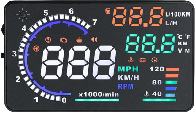 領先者 A8 彩色高清 HUD OBD2 多功能抬頭顯示器 5.5吋, 1個