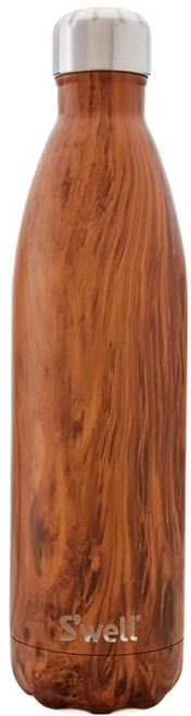 S'well Wood-Teakwood 美國時尚不鏽鋼保冷/保溫瓶 25oz, 1個, 750ml, 棕色