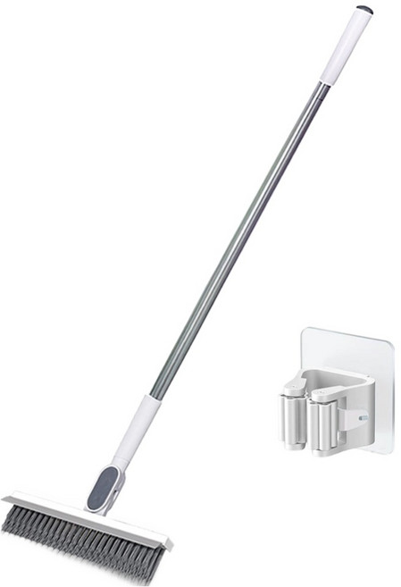 모던모어 롱 스탠드 2 in 1 욕실 바닥 화장실 청소솔 + 청소솔 걸이 세트, 화이트, 1세트
