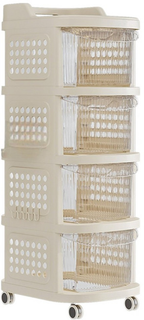 OAK&FIR 橡合杉 可移動多層收納櫃 透明面板 4層, 白色 + 透明色