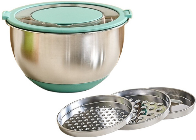 모던하우스 홈쿡준비 멀티강판 및 뚜껑믹싱볼 그린 세트 2.8L, 믹싱볼 + 강판 3p + 뚜껑, 1개