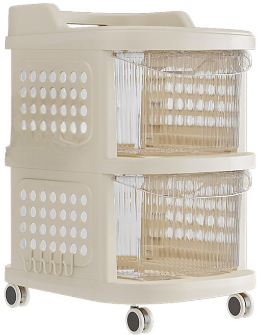 OAK&FIR 橡合杉 可移動多層收納櫃 透明面板 2層, 白色 + 透明色