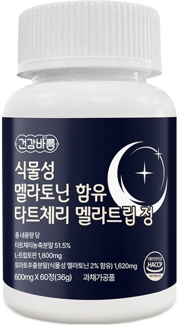 건강바름 식물성 멜라토닌 함유 타트체리 멜라트립 정 36g, 1개, 60정 - 쿠팡
