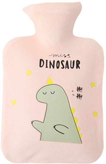 HOME GYM CLUB 居家健身 絨毛熱水袋 粉色恐龍 26.5 x 16.5cm 1L, 1個