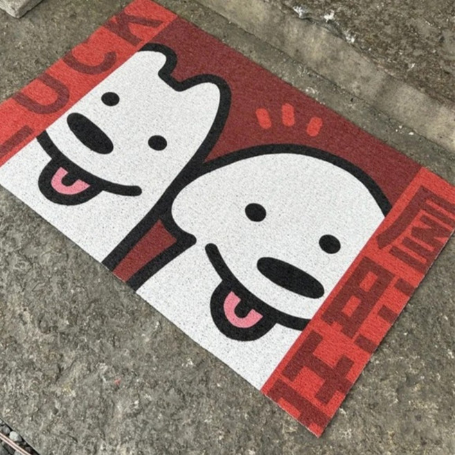 AFAMIC 艾法 旺旺屋刮泥可剪裁玄關腳踏墊/絲圈印花地墊, LUCK旺, 1個