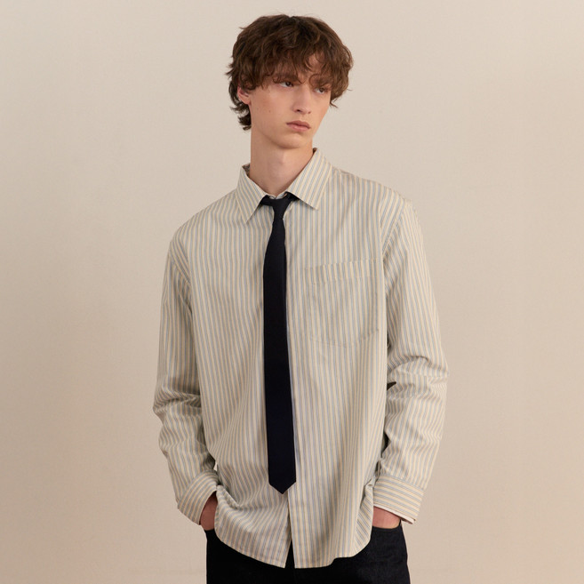 마인드브릿지 남성용 꾸뛰르 스트라이프 오버핏 셔츠 MZWS6171