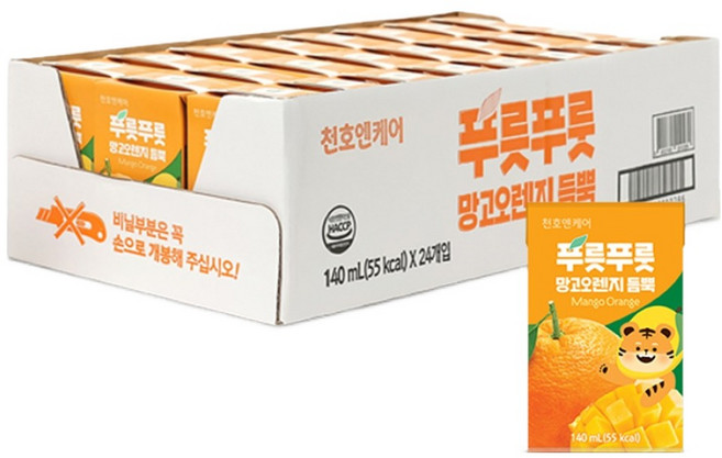 Chunho Ncare 鮮果滿滿芒果柳橙兒童果汁, 140ml, 24個