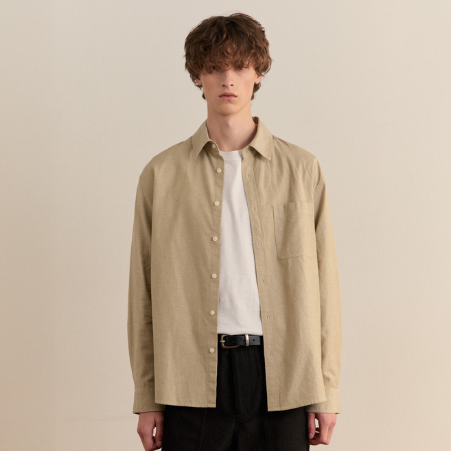 마인드브릿지 남성용 올데이 옥스포드 세미 오버핏 면 셔츠 MZWS6120