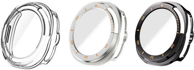 젤센 갤럭시워치 풀커버 일체형 9H 강화유리케이스 3종 세트, 블랙, 실버, 투명, 1세트