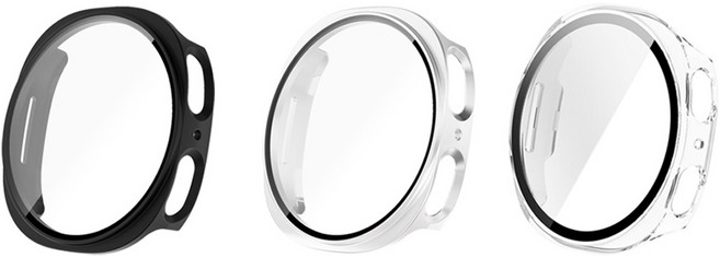 젤센 갤럭시워치 풀커버 일체형 9H 강화유리케이스 3종 세트, 블랙, 실버, 투명, 1세트