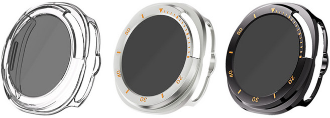 젤센 갤럭시워치 사생활 풀커버 일체형 9H 강화유리 케이스 3종 세트, 블랙, 실버, 투명, 1세트