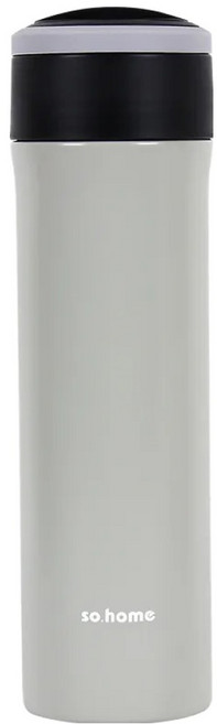so.home 雙層304不鏽鋼玻璃內膽保溫杯/保溫瓶, 400ml, 灰色, 1個