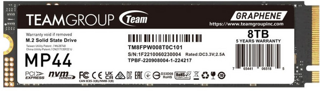 TEAMGROUP 十銓 M.2 PCIe 4.0 SSD 固態硬碟 讀 7200MB 寫 6000MB, 8TB, MP44