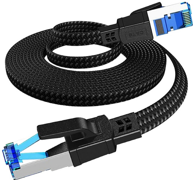 라온디지털 CAT.8 랜선 40Gbps 초고속 인터넷 플랫 패브릭 랜케이블, 블랙, 1개, 15m