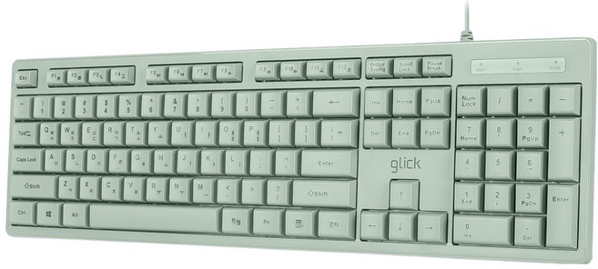 지클릭커 유선 OFFICEPRO 슬림 키보드, 제조사축, OPK10, 그린