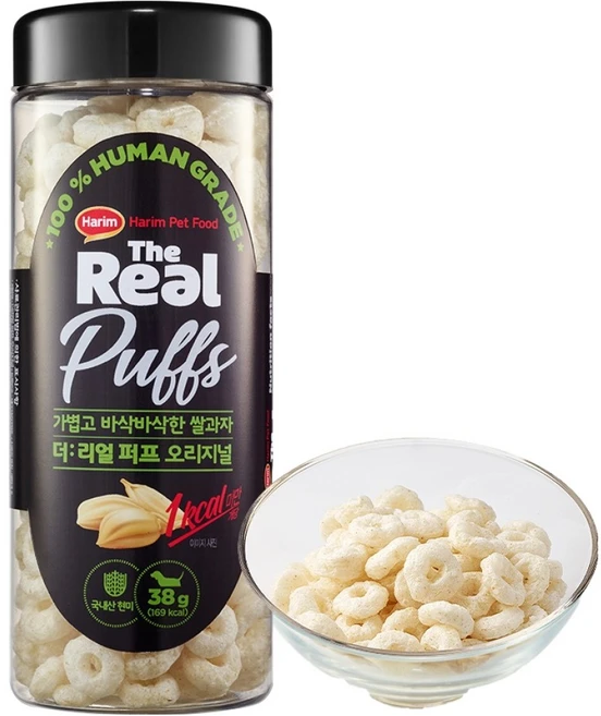 하림펫푸드 더리얼 강아지 퍼프 간식, 오리지널, 38g, 1개 - 쿠팡