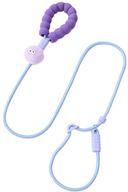 파스텔펫 반려동물 폼폼 일체형 목줄, 퍼플, 1개