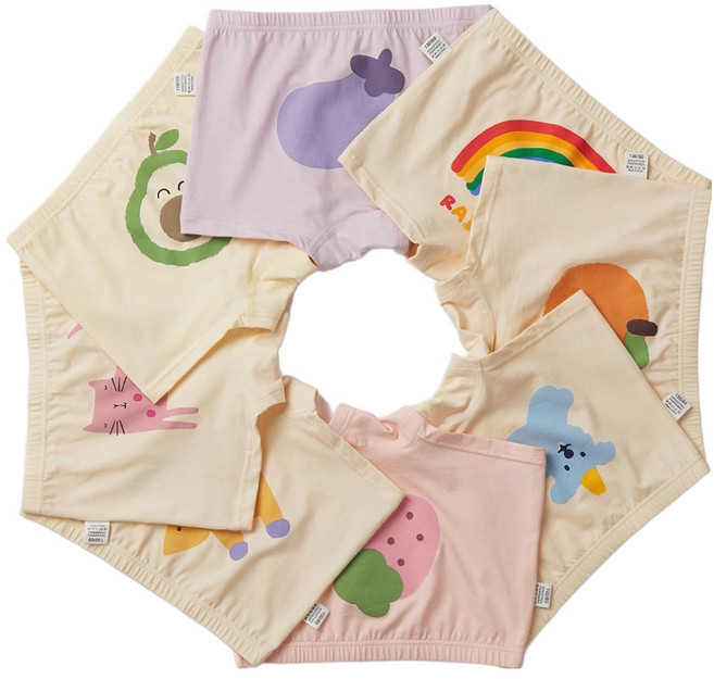 스콕스 여아용 학생 사각 드로즈 팬티 8종 세트