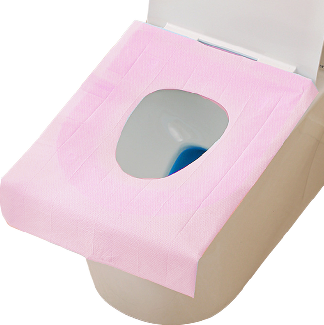 미르홈퍼니 일회용 여행용 초대형 변기커버, 핑크, 50개