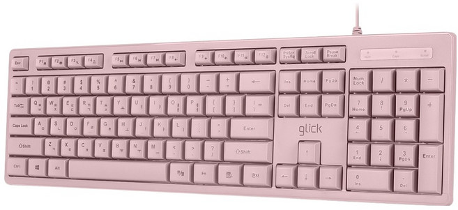 지클릭커 유선 OFFICEPRO 슬림 키보드, 제조사축, OPK10, 핑크
