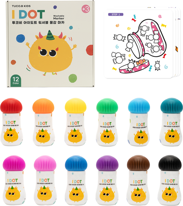 TUCO.B i-dot 可水洗顏料麥克筆, 12色, 1套