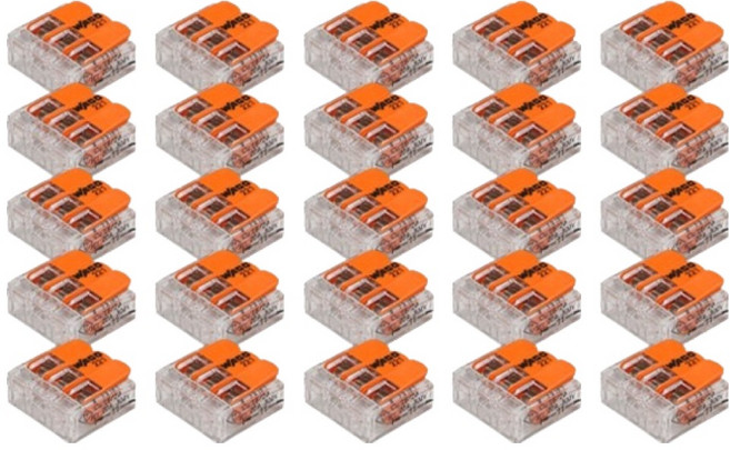 WAGO 旺科 單芯線與絞線兩用 高容量 32A 槓桿式按壓連接器 3P Simple 橘色 兼容0.2~4mm, 25個