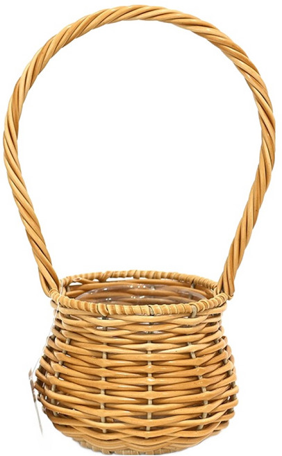 도시정원 라탄 플라스틱 미니 꽃바구니 A, 투톤베이지, 1개